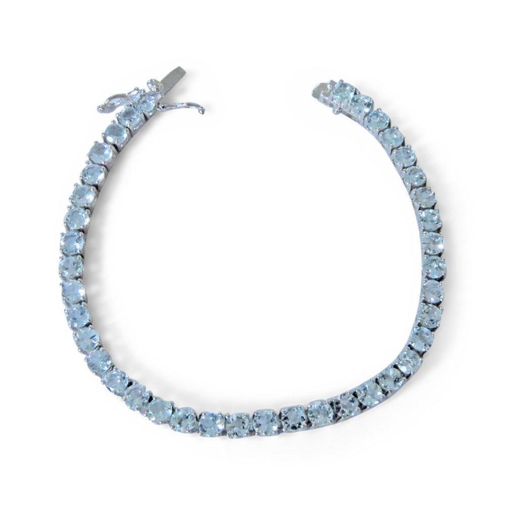 $650 12 CARAT Blue Topaz Sterling Silver Bracelet 7"